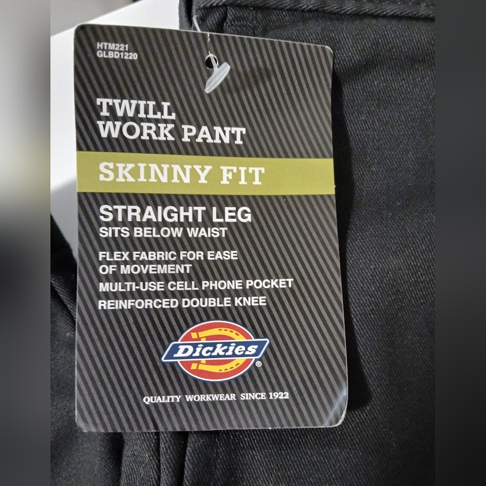 NWT Men's Dickies Black Twill Skinny Work‎ Pants - Picture 2 of 13